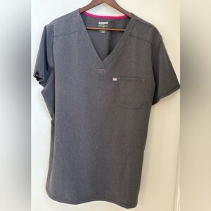 Scrubstar Premium Scrubwear Charcoal V-Neck Short Sleeve Top Pockets XL Stretch